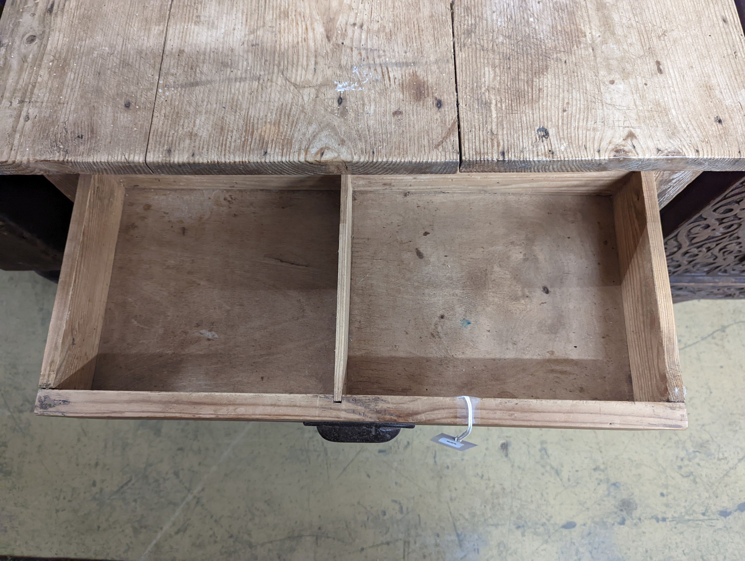 A Victorian pine two drawer chest. W-68cm, D-69cm, H-73cm